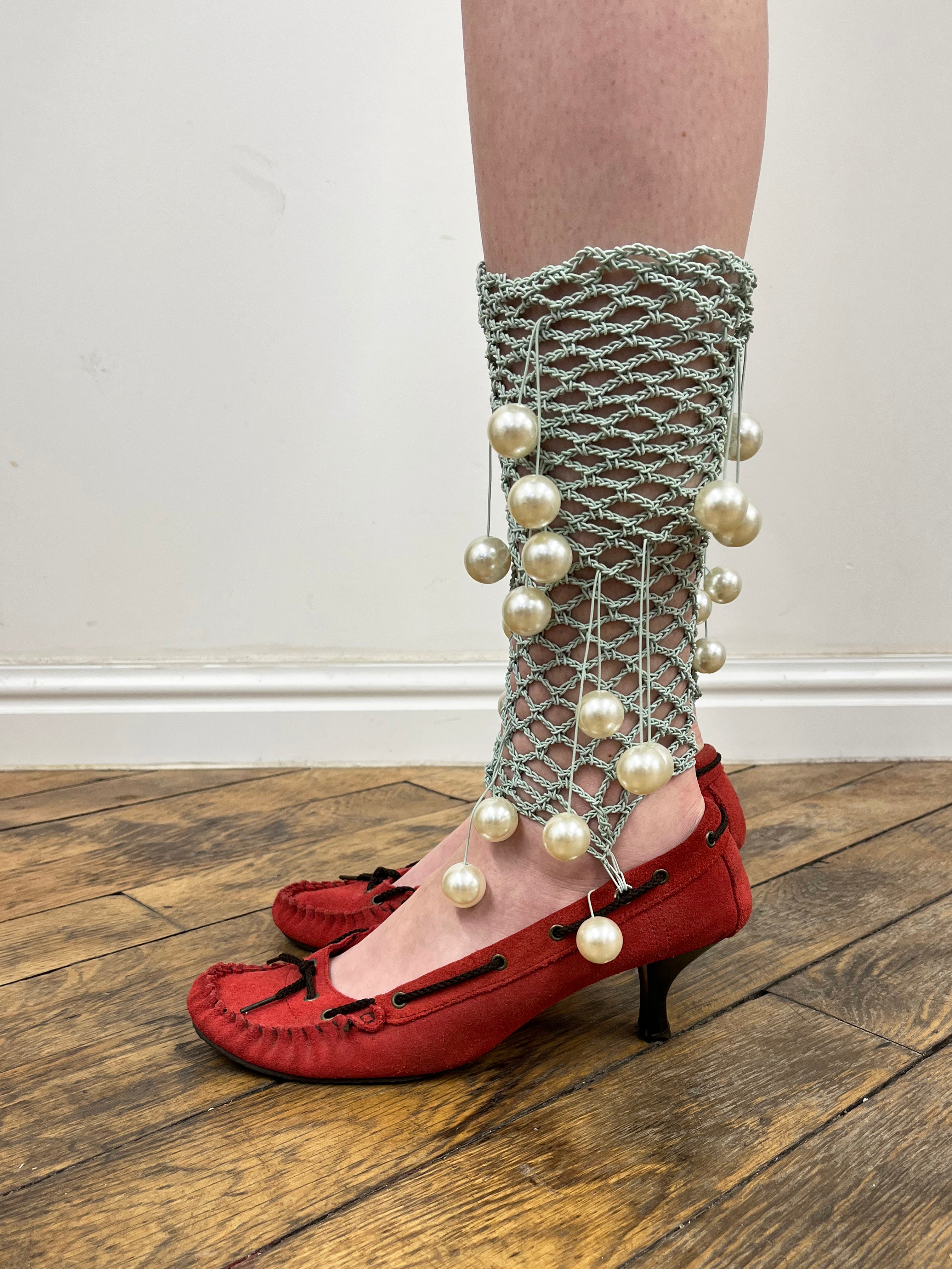 kitten loafers with with pearl hardware