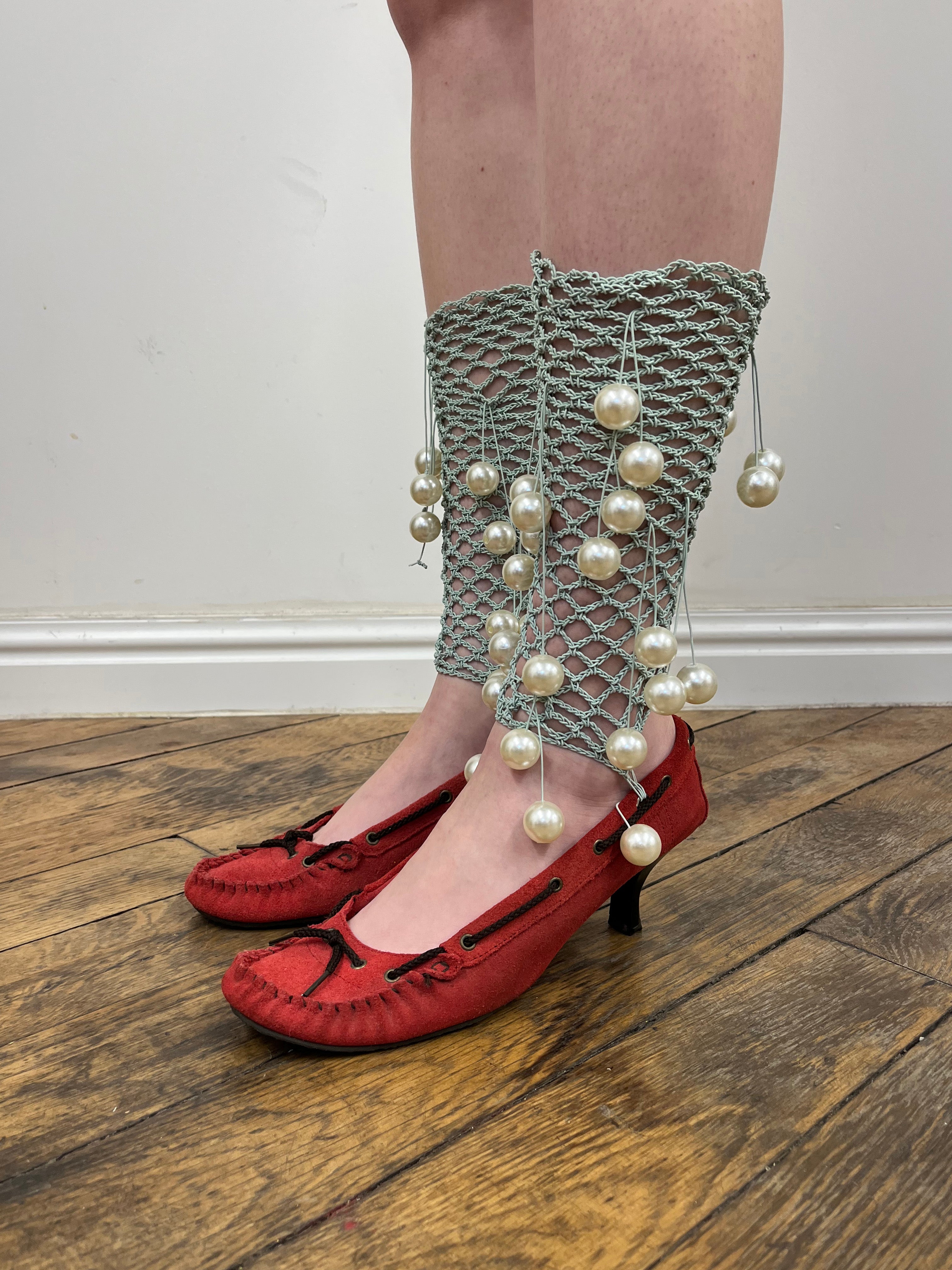 kitten loafers with with pearl hardware