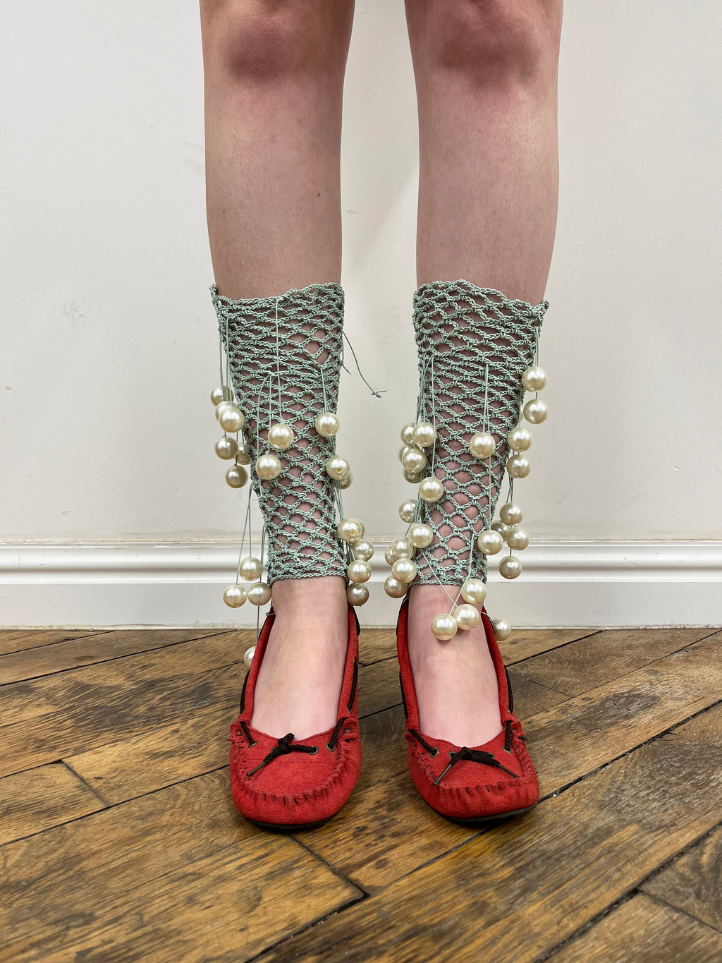 kitten loafers with with pearl hardware
