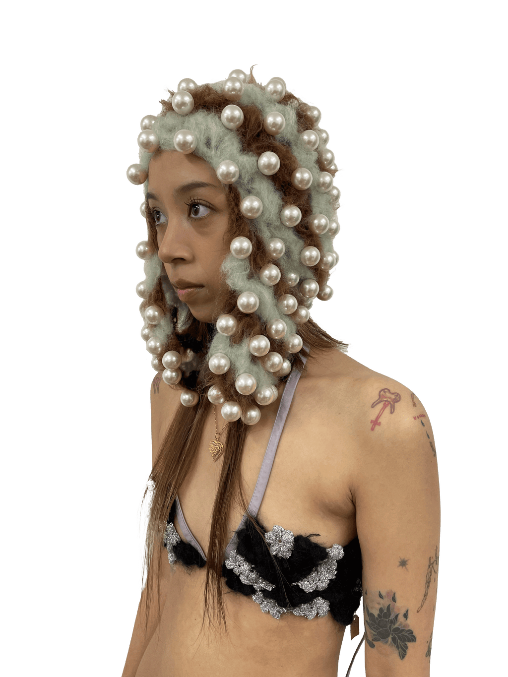 pearl studded hat mint and chestnut