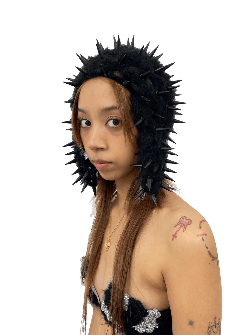 studded crochet headgear in technicolor black – Gui Rosa studded crochet headgear in technicolor black – Gui Rosa