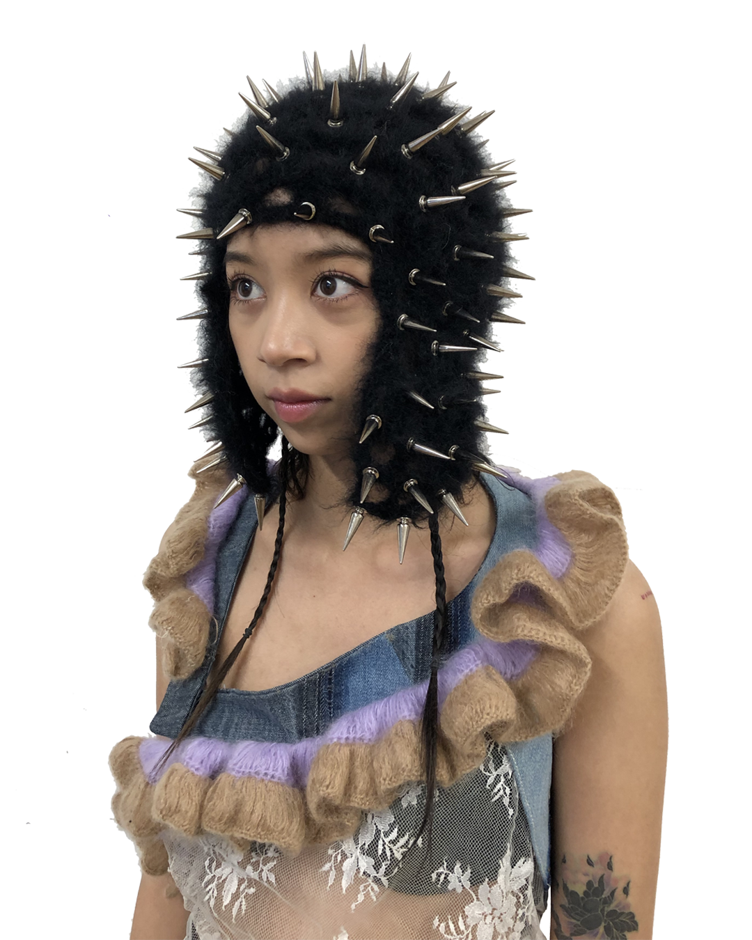 spike studded crochet hat