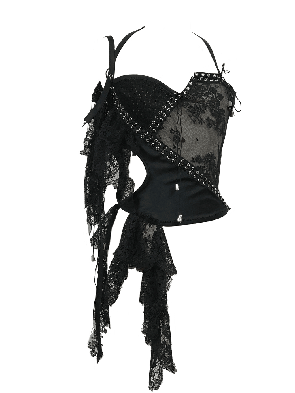 paseillo top in black silk and lace