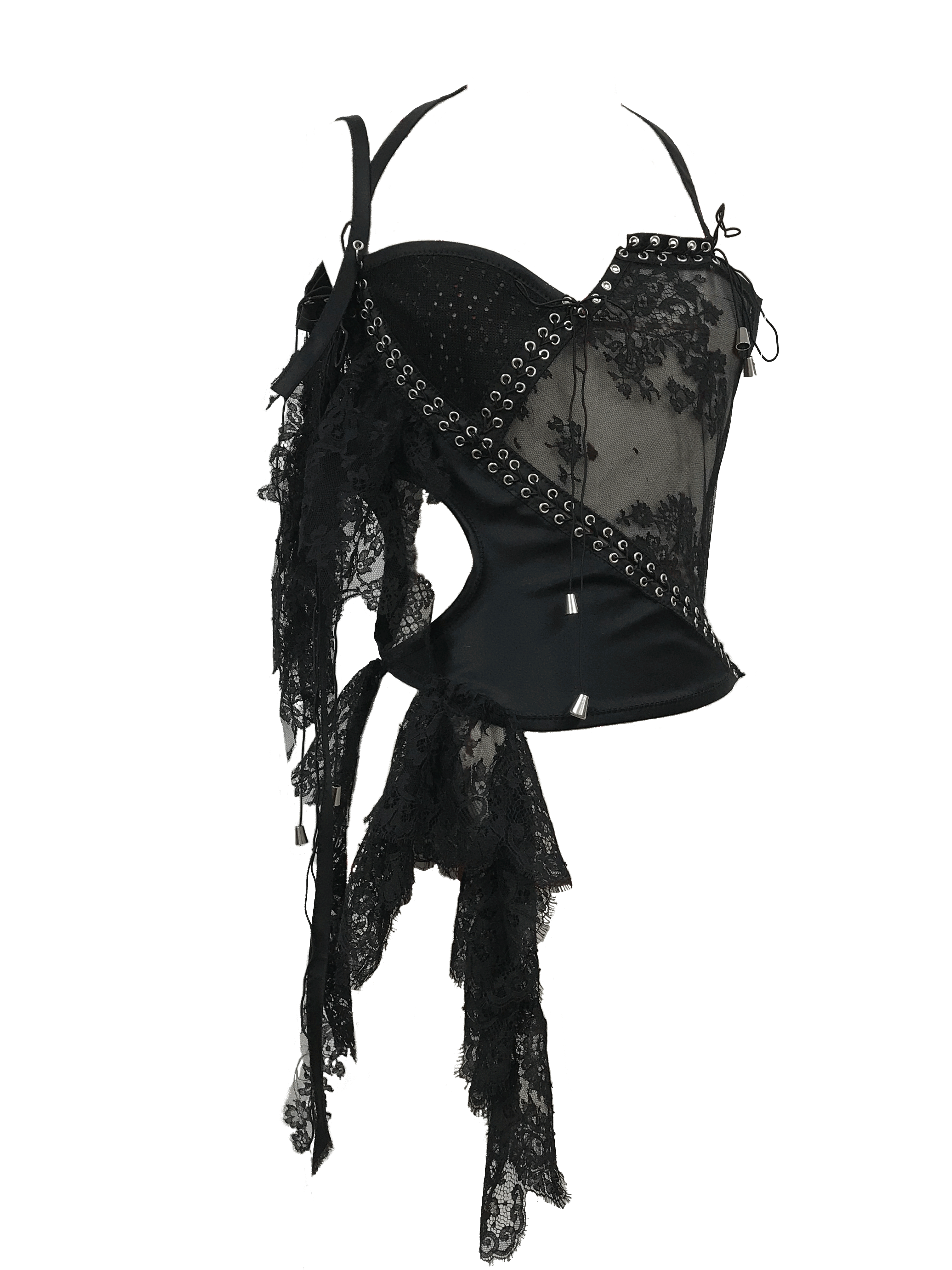 paseillo top in black silk and lace