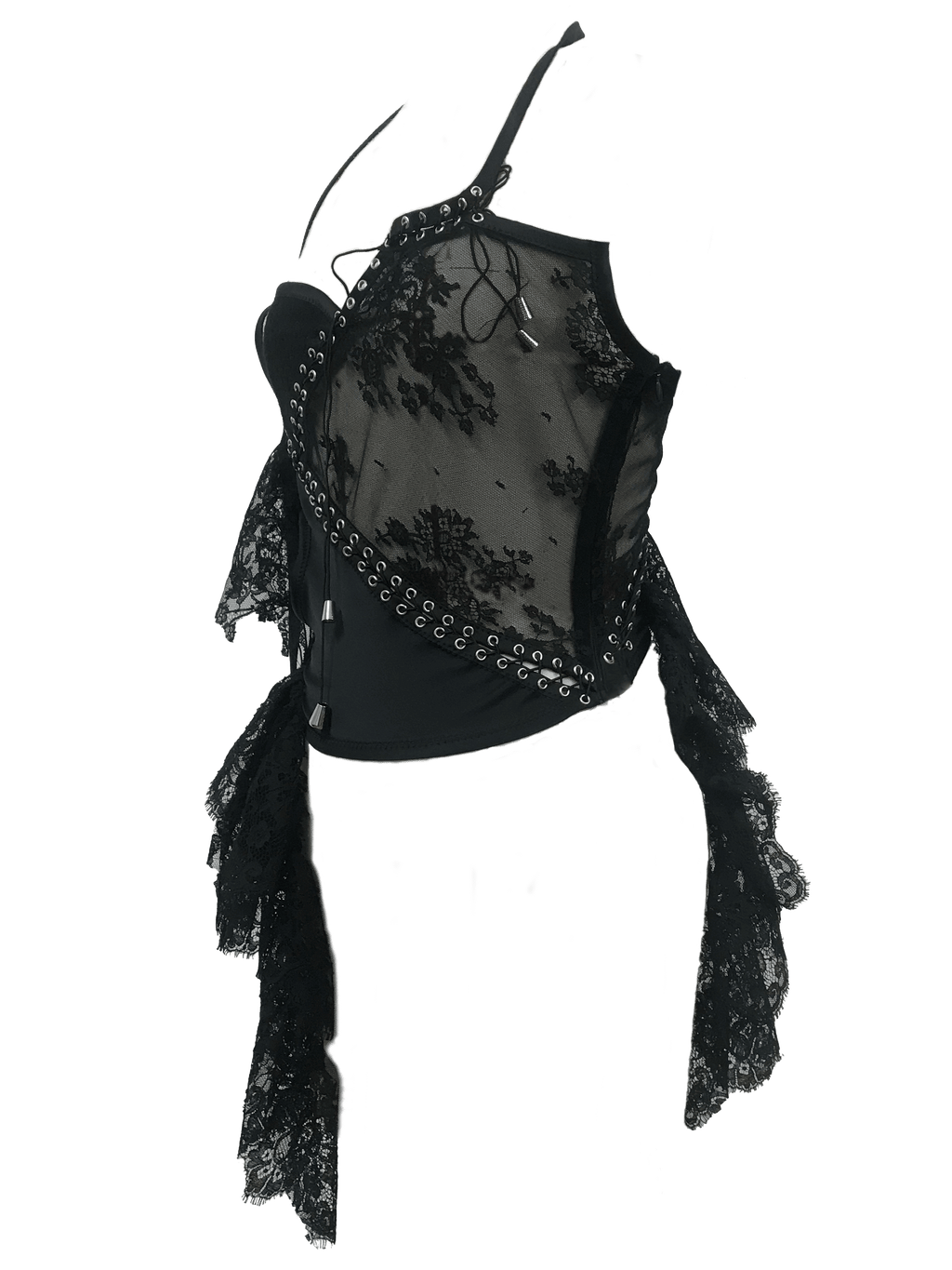 paseillo top in black silk and lace