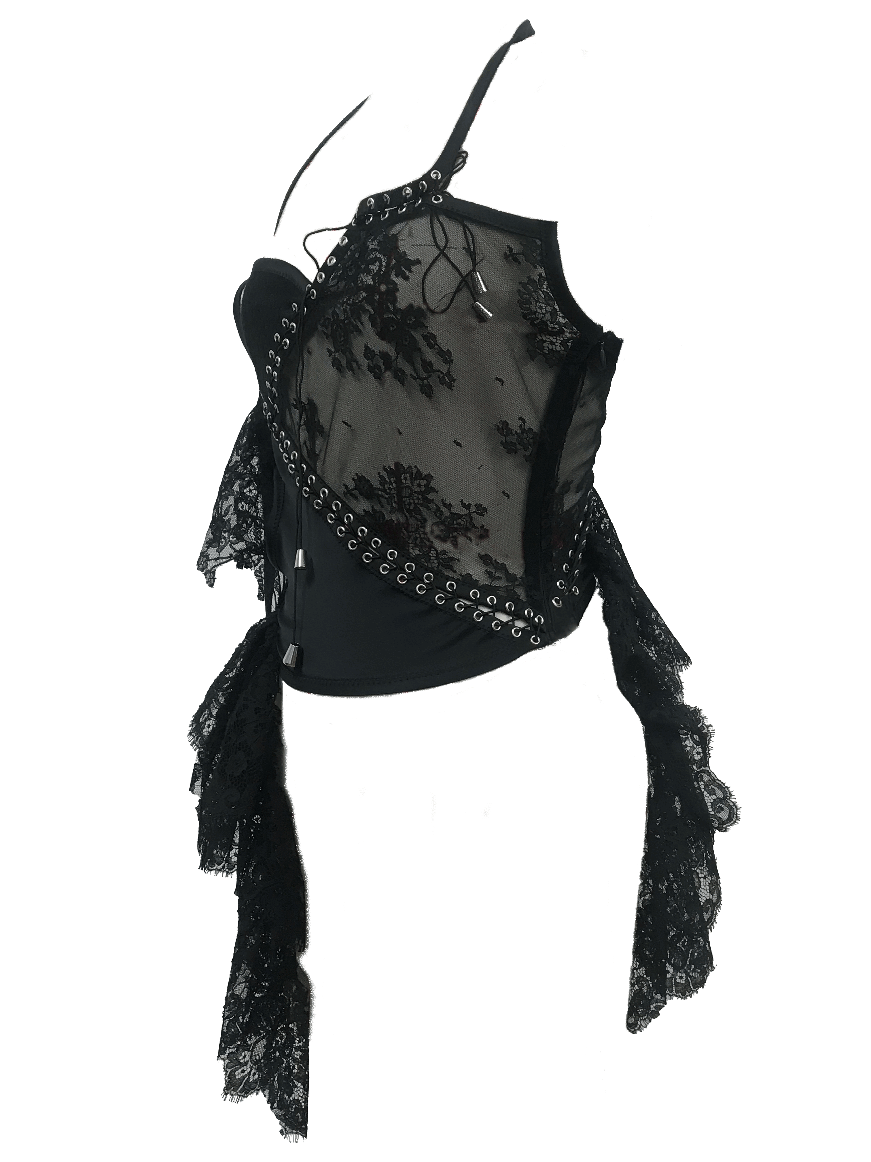 paseillo top in black silk and lace