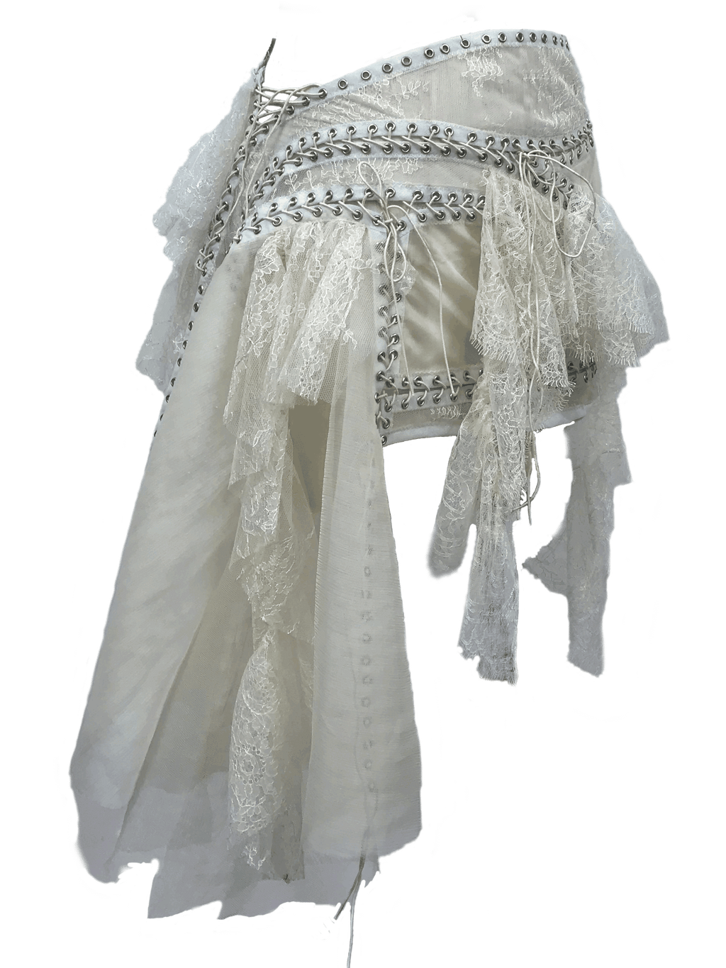 paseillo skirt in bianco chiffon and lace
