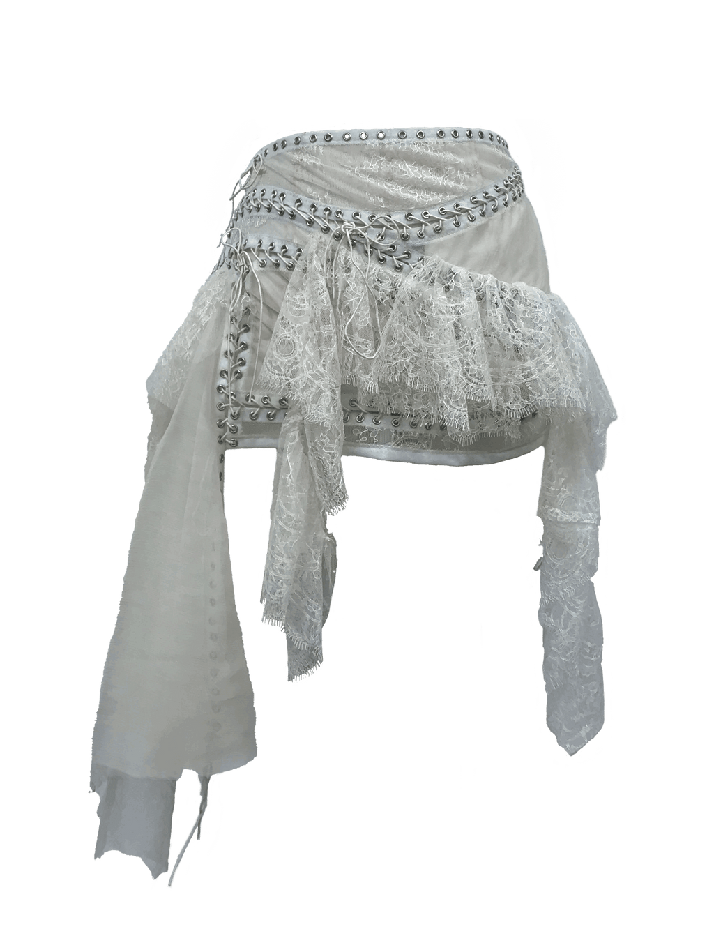 paseillo skirt in bianco chiffon and lace