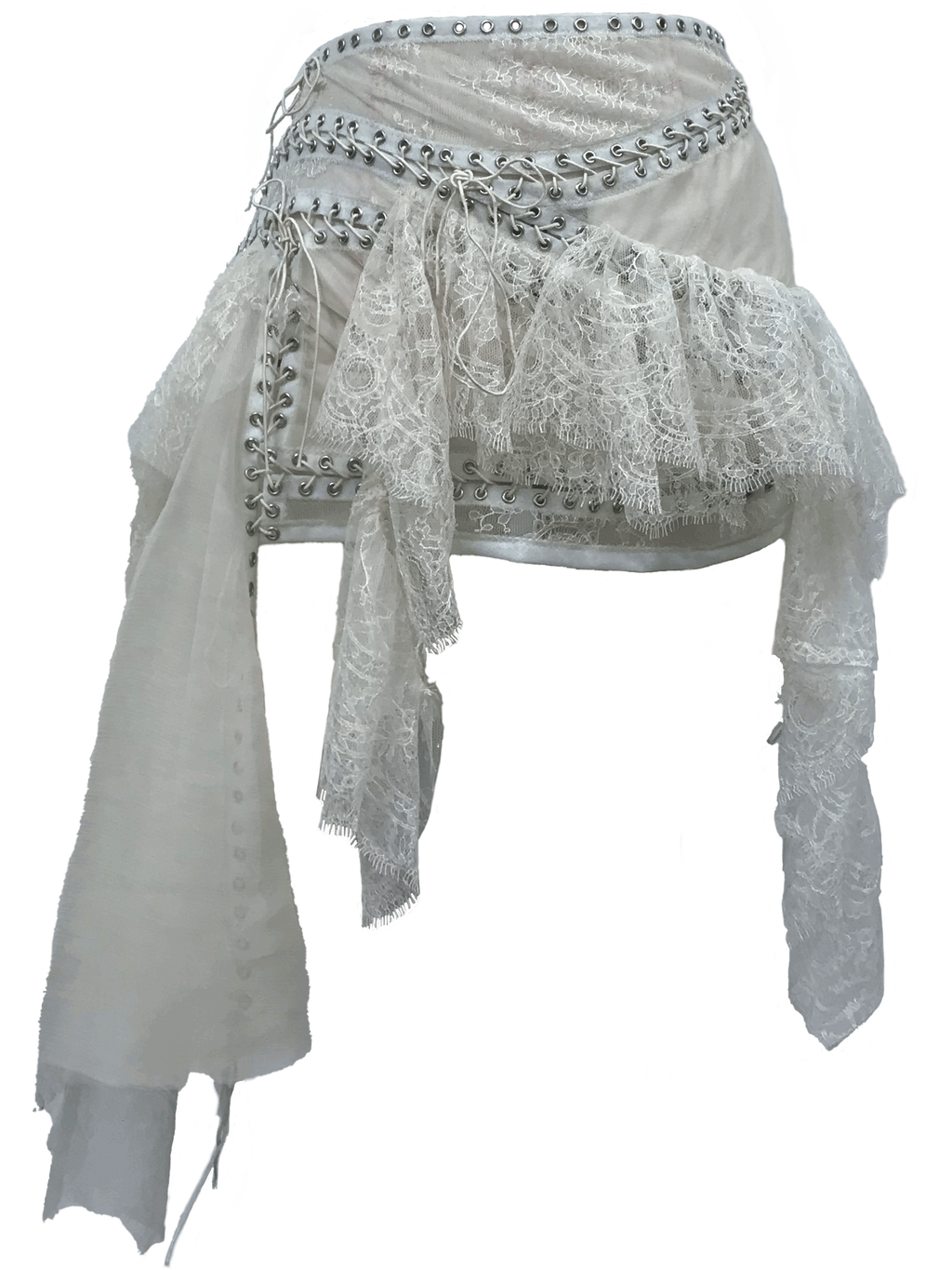 paseillo skirt in bianco chiffon and lace