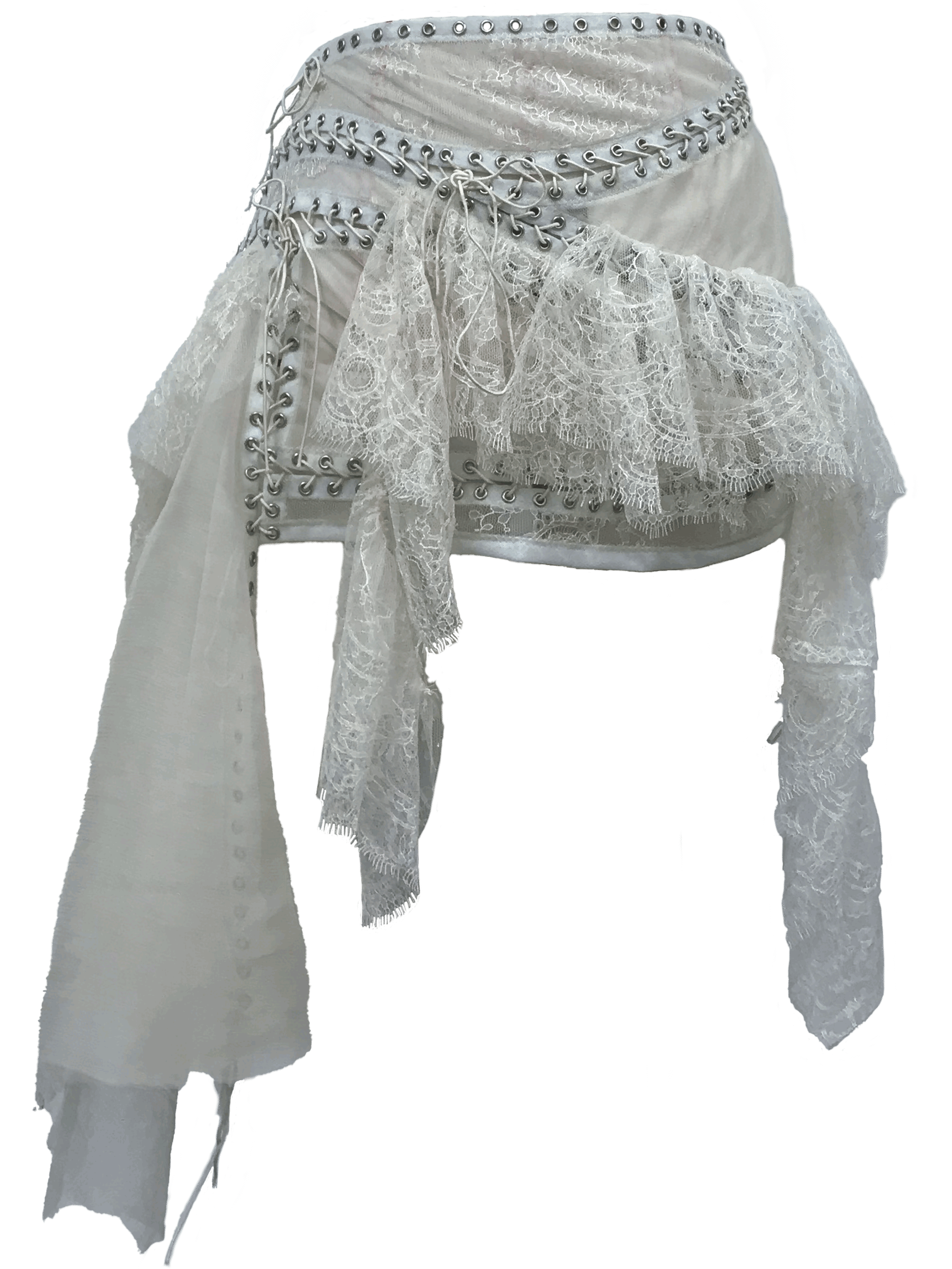 paseillo skirt in bianco chiffon and lace