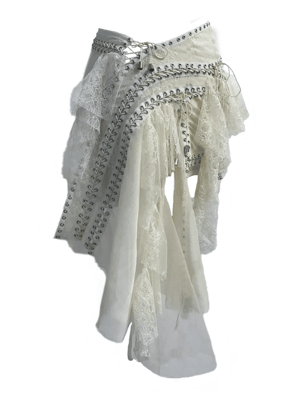 paseillo skirt in bianco chiffon and lace