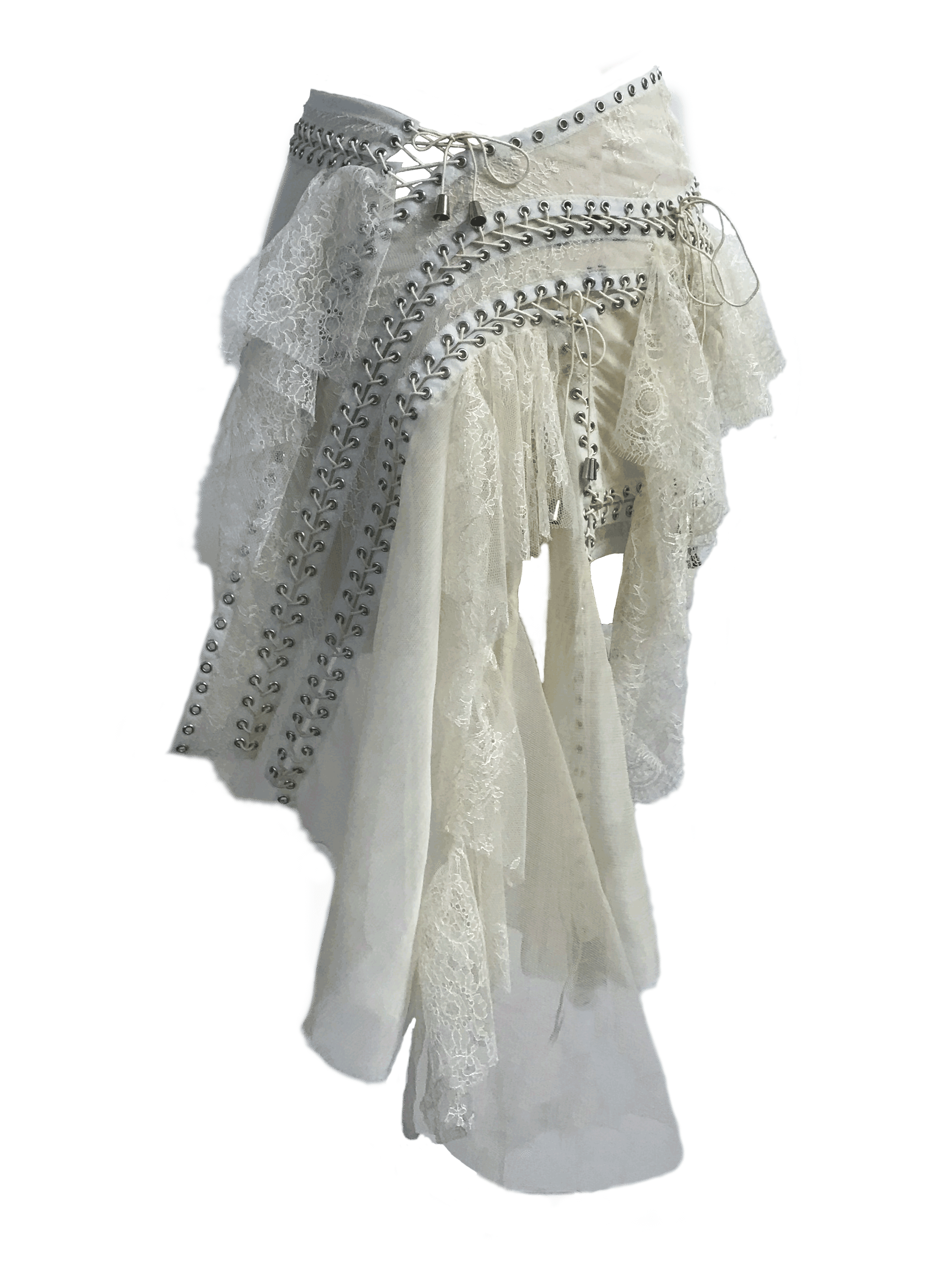 paseillo skirt in bianco chiffon and lace