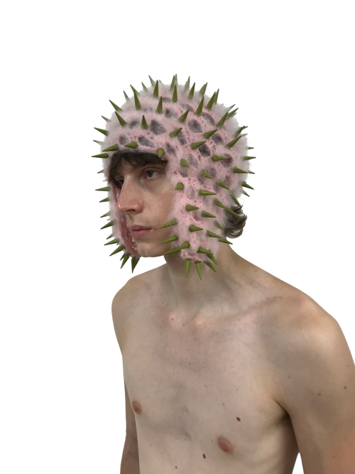 t*r様 Studded Crochet Headgear XG cocona studded crochet headgear in technicolor pink and khaki – Gui Rosa