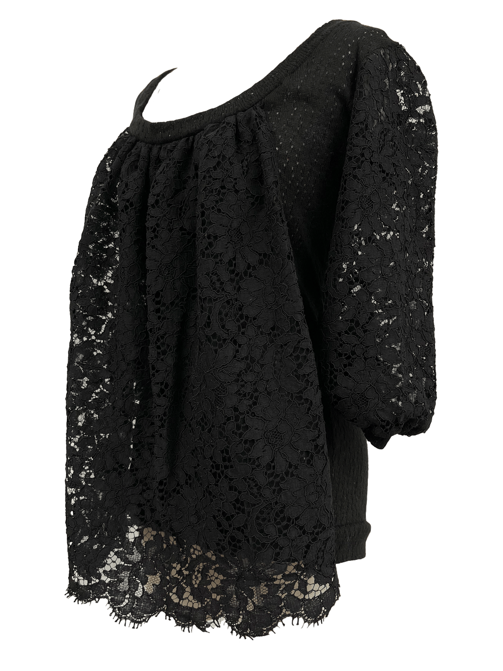 gui by gui draped guipure lace panelled jumper dress