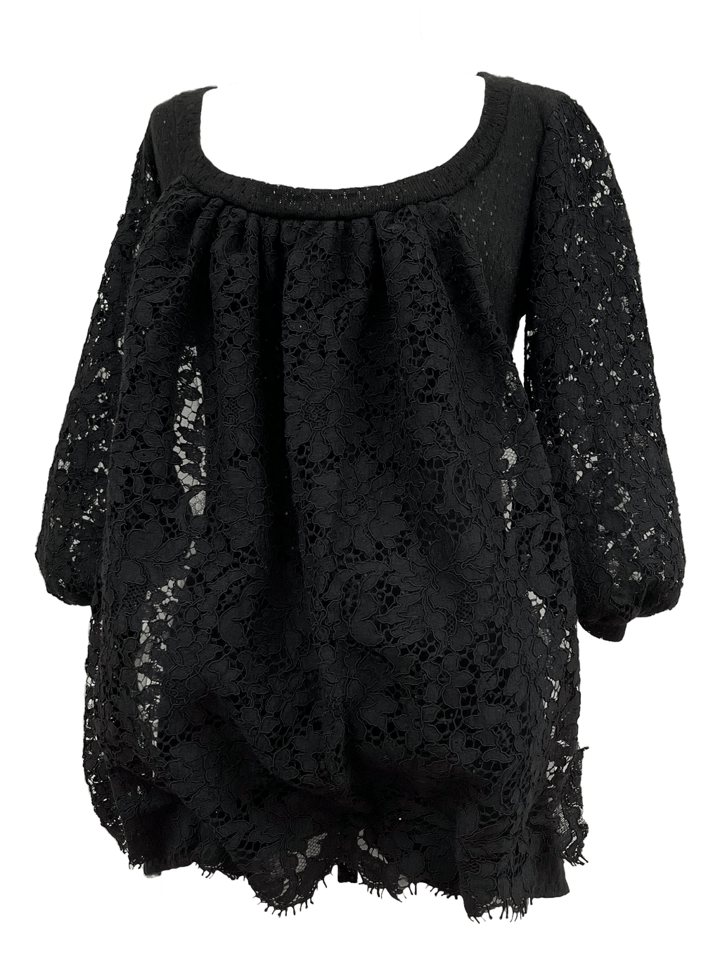 gui by gui draped guipure lace panelled jumper dress