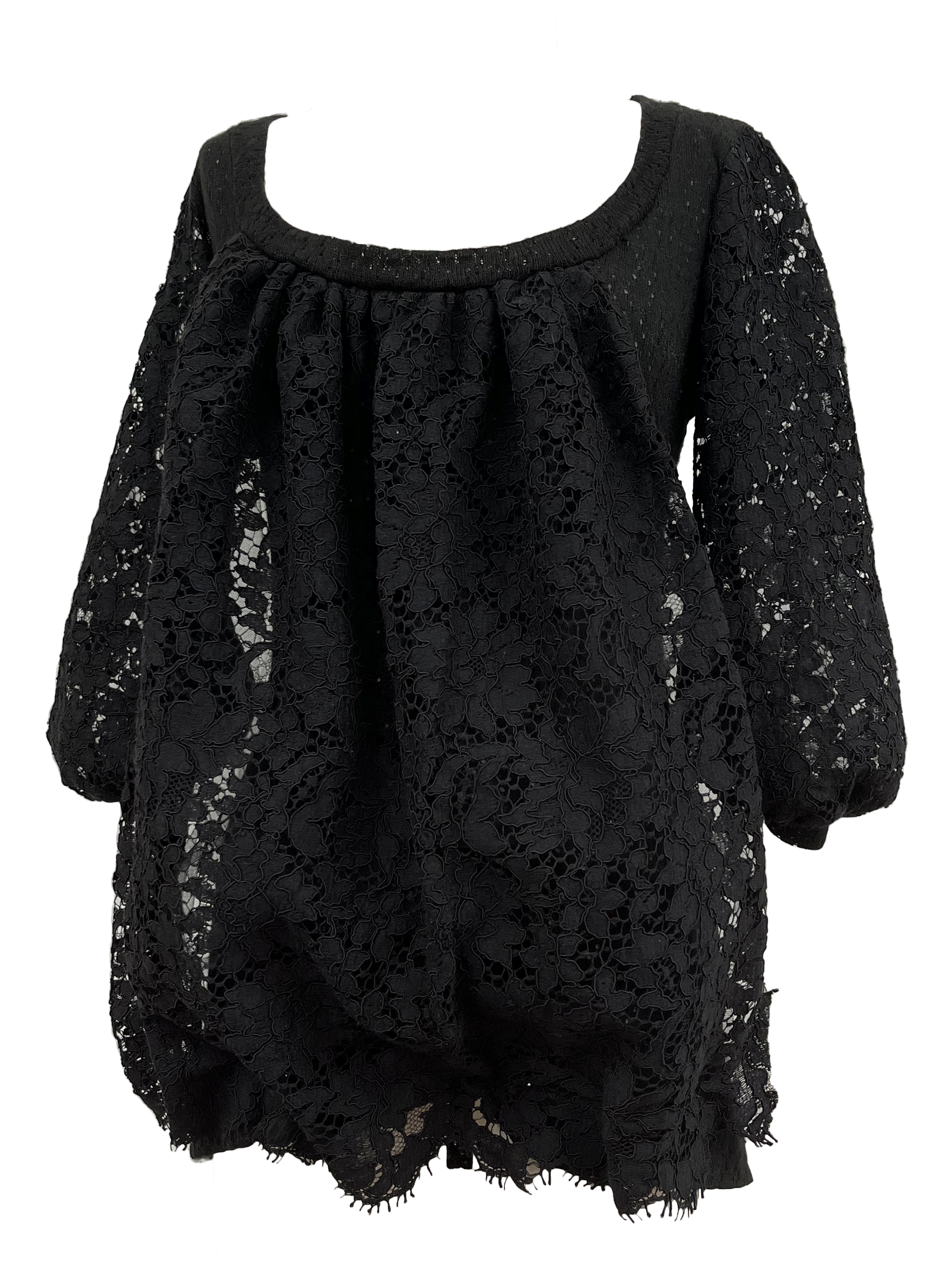 gui by gui draped guipure lace panelled jumper dress