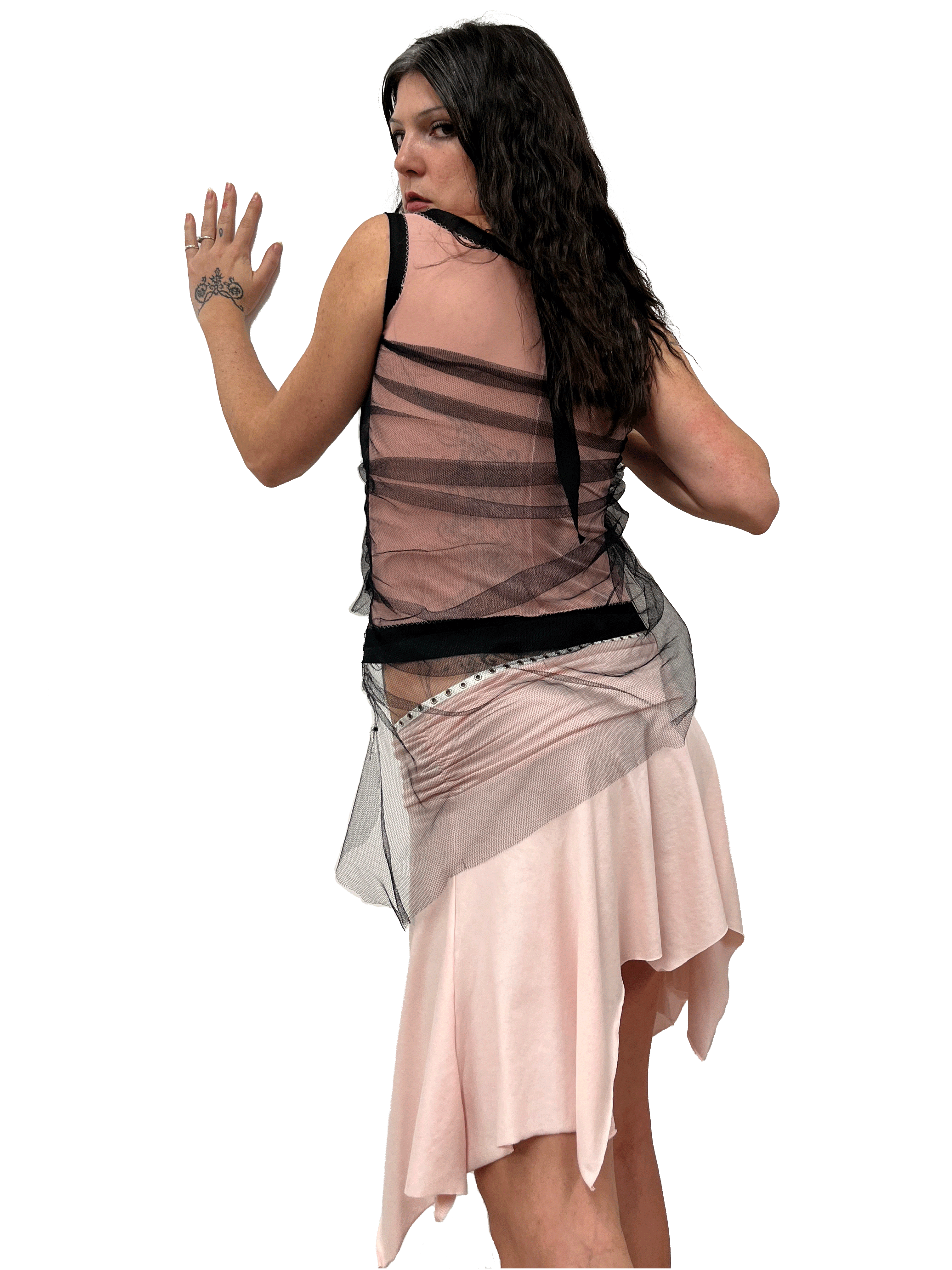 gui by gui draped noir tulle powder top