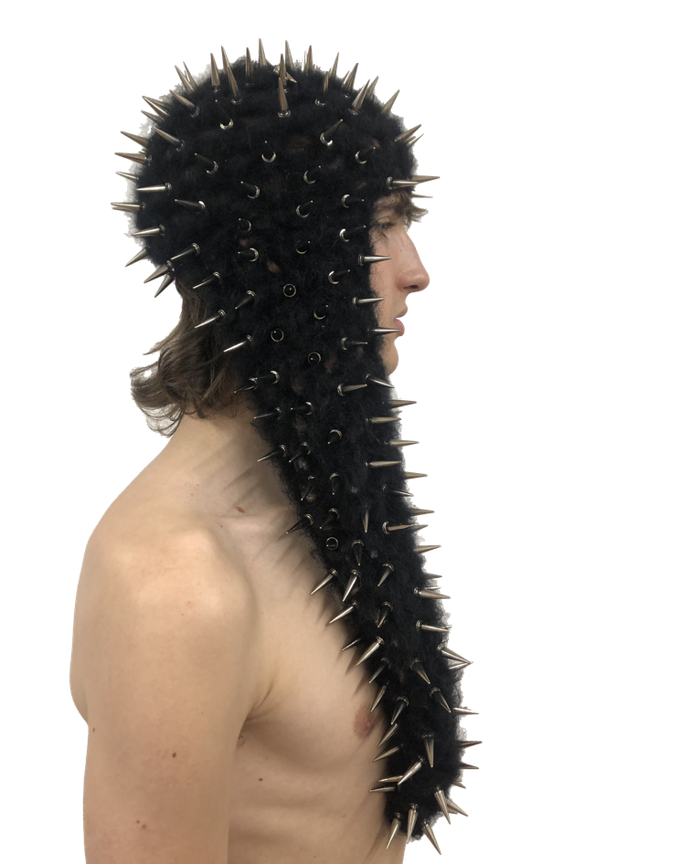 spike studded crochet hat long