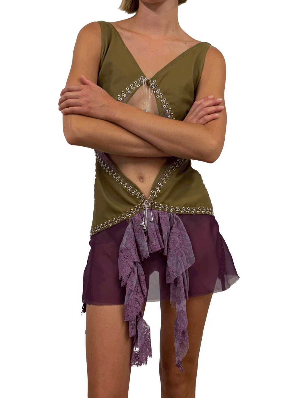 paseillo coctel dress olive and borgogna