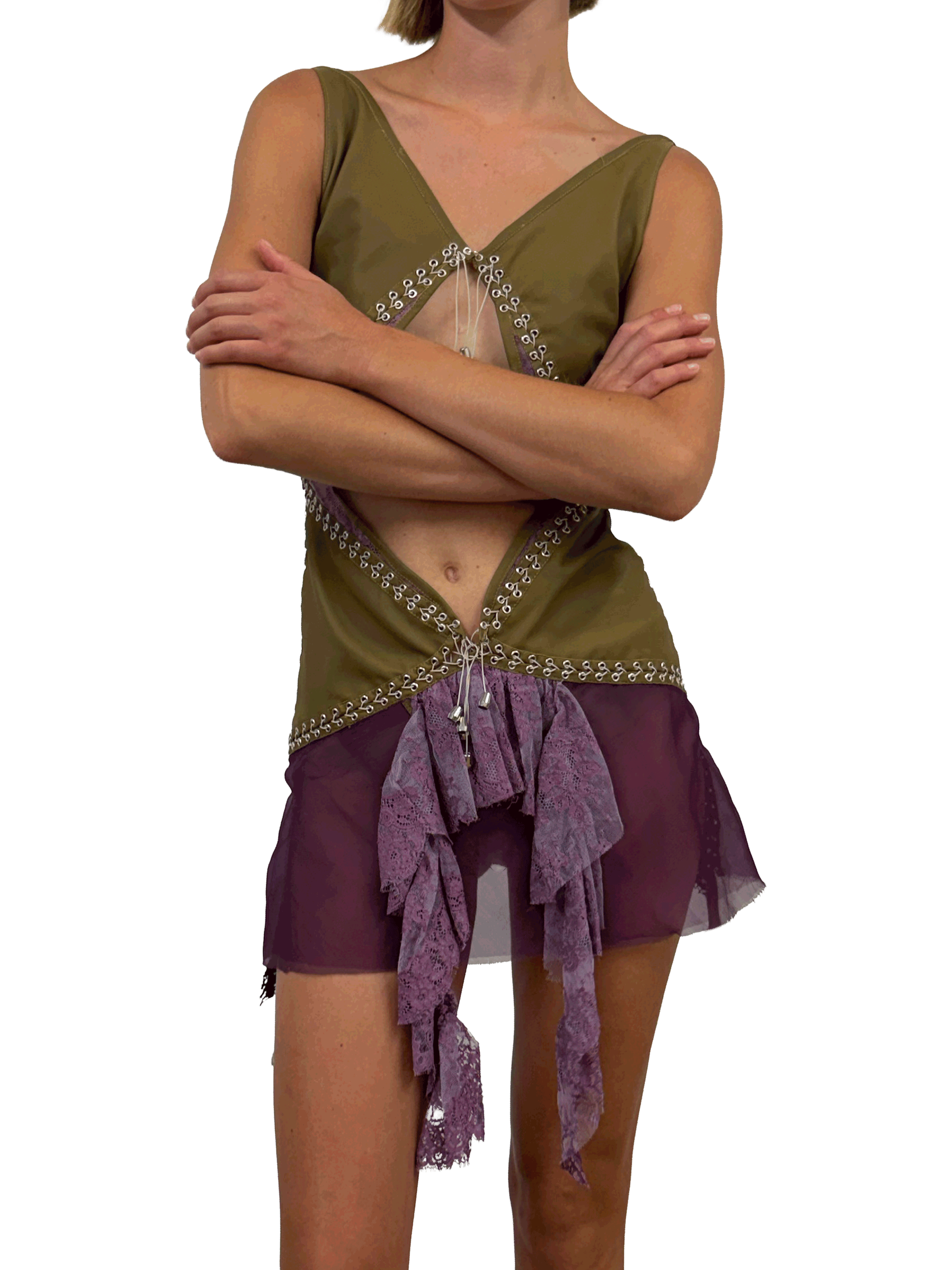 paseillo coctel dress olive and borgogna