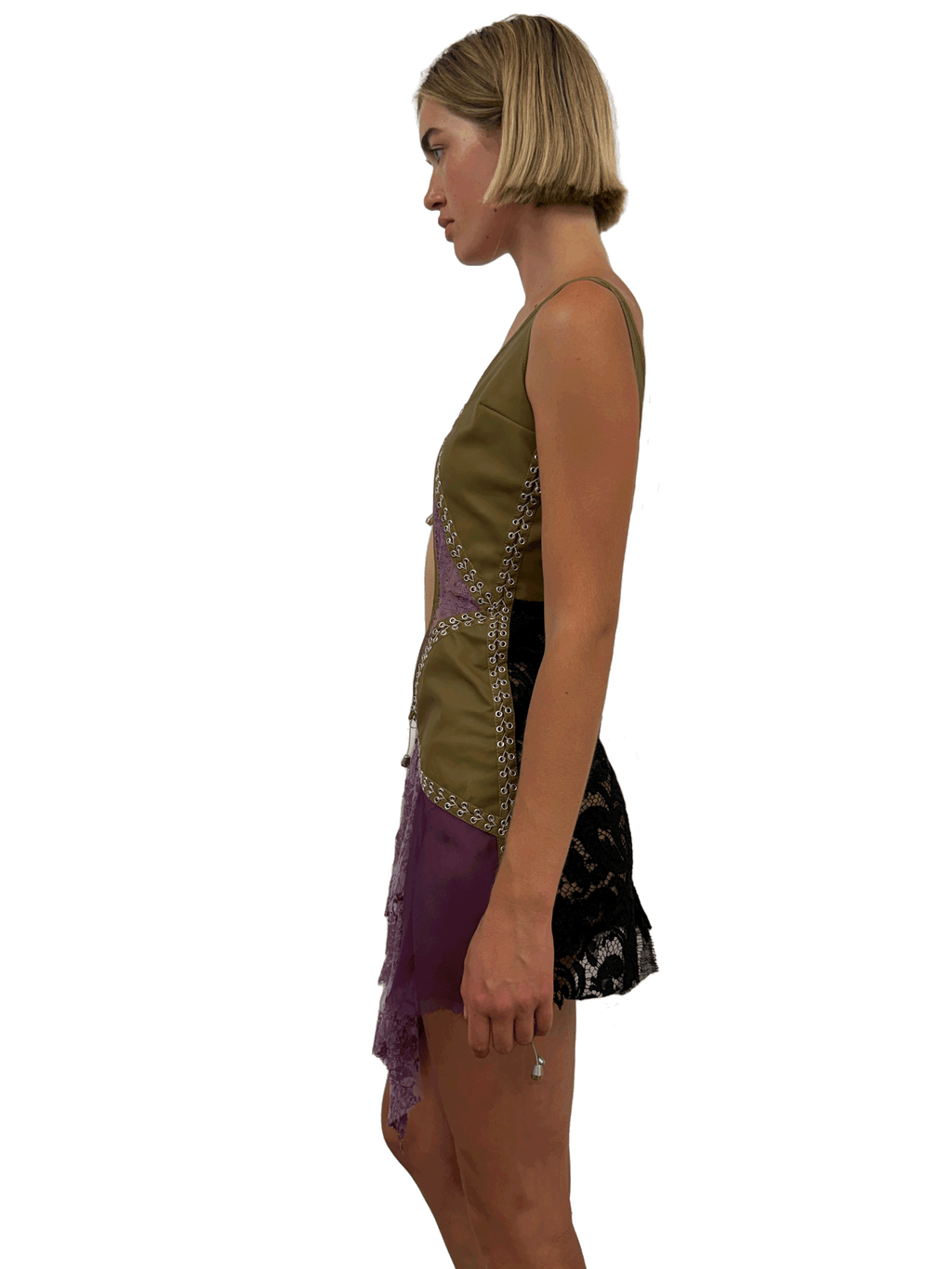 paseillo coctel dress olive and borgogna
