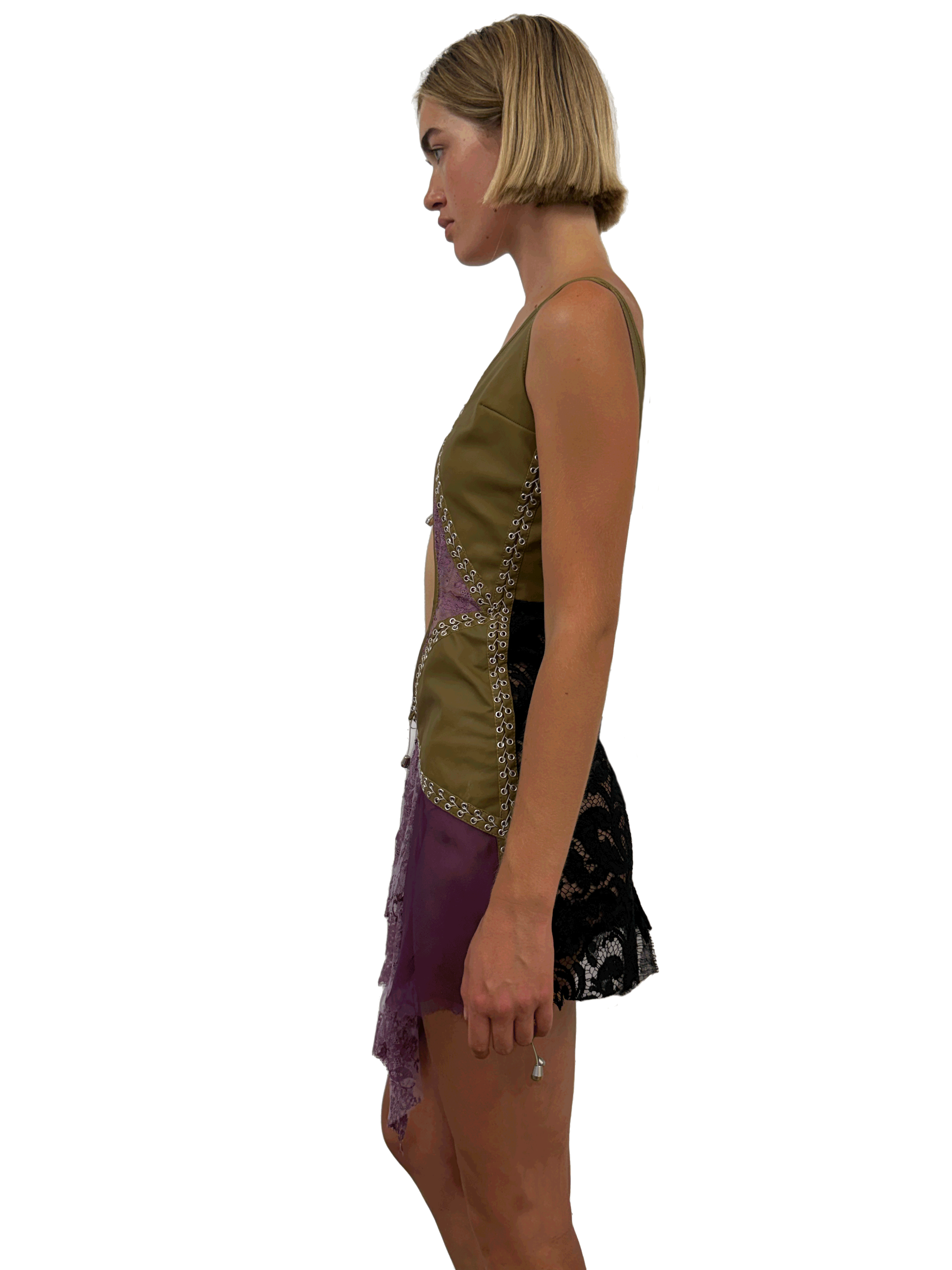 paseillo coctel dress olive and borgogna