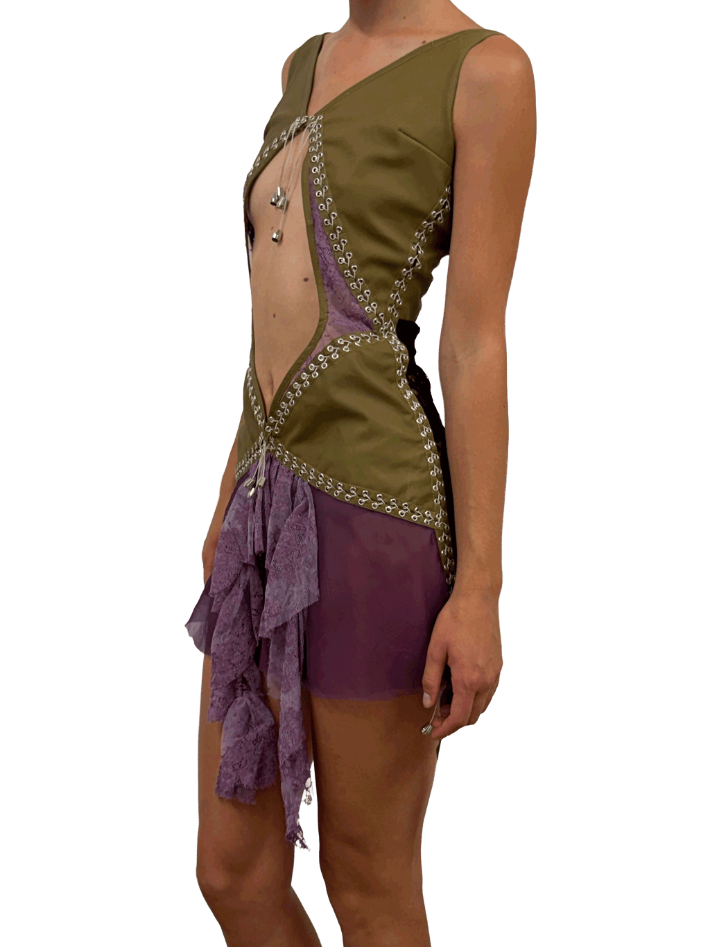 paseillo coctel dress olive and borgogna