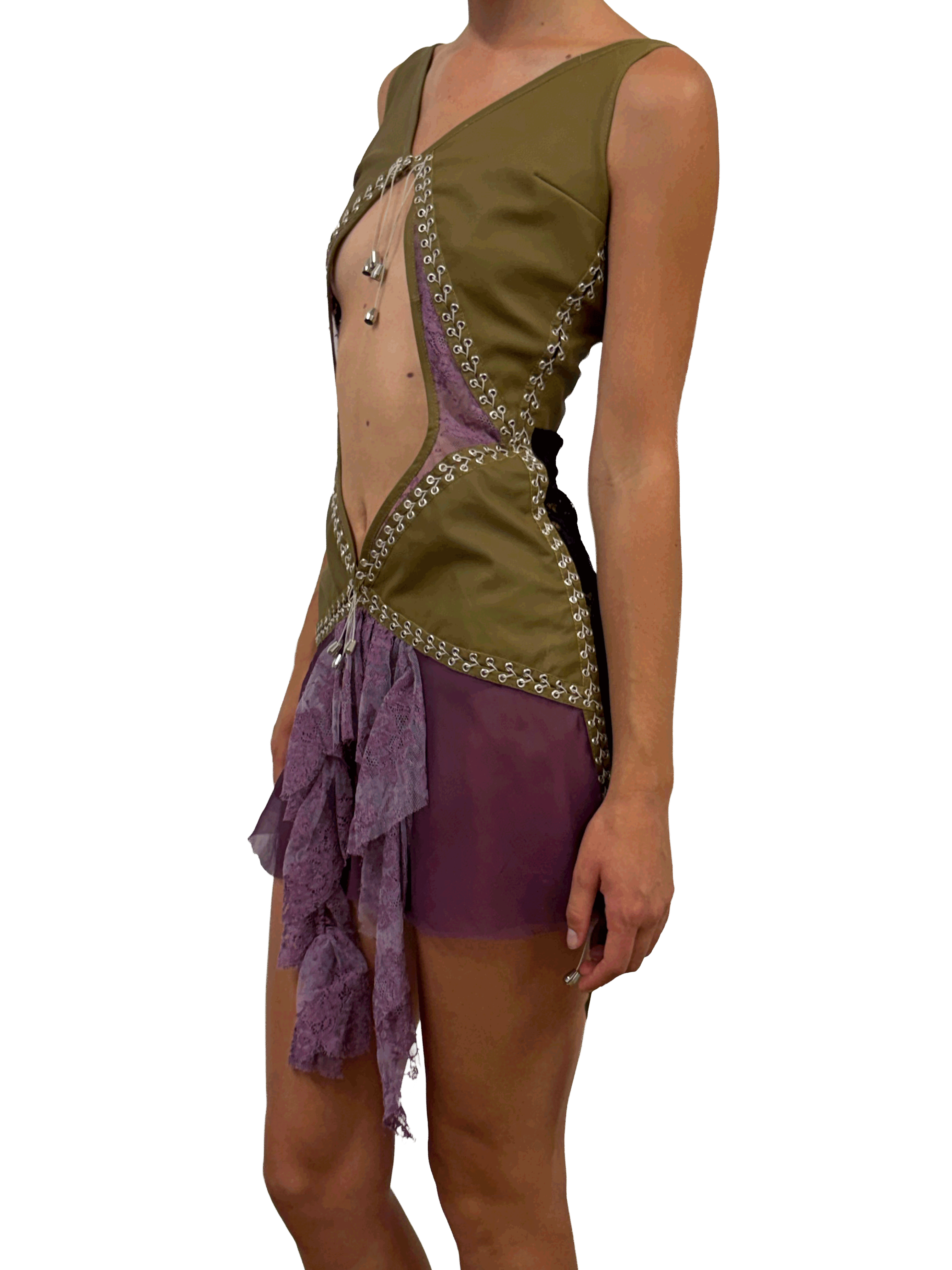 paseillo coctel dress olive and borgogna