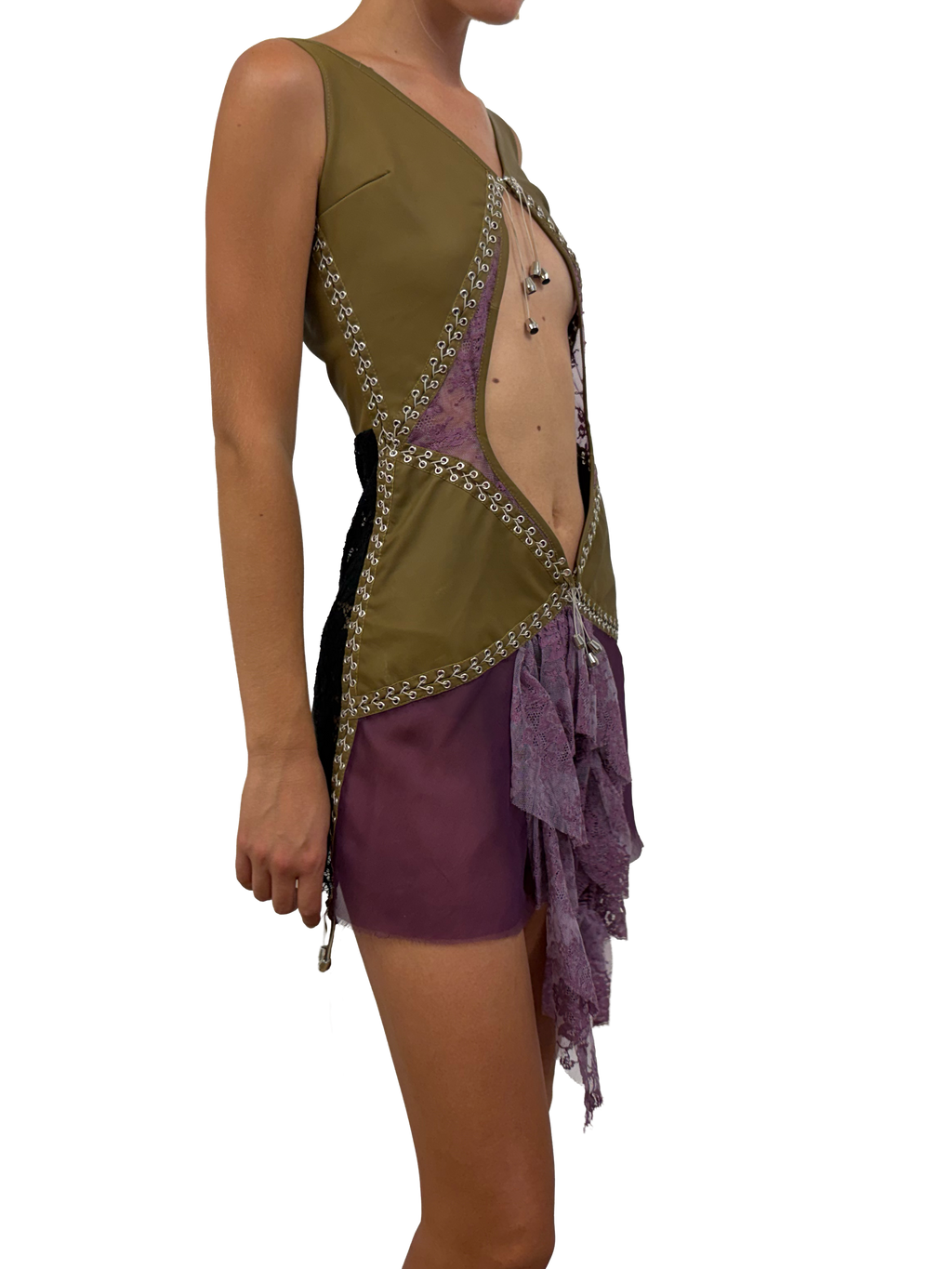 paseillo coctel dress olive and borgogna