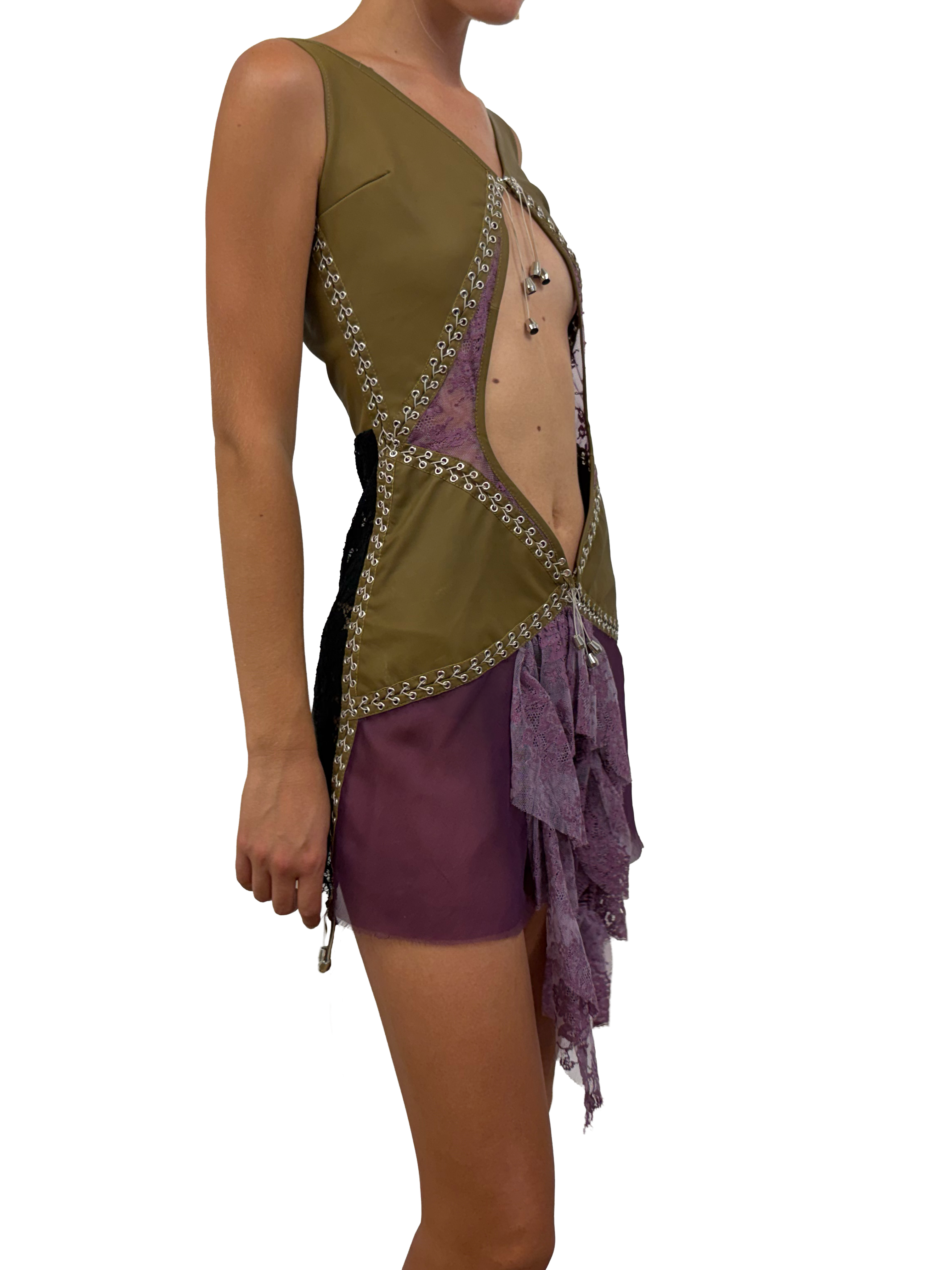 paseillo coctel dress olive and borgogna