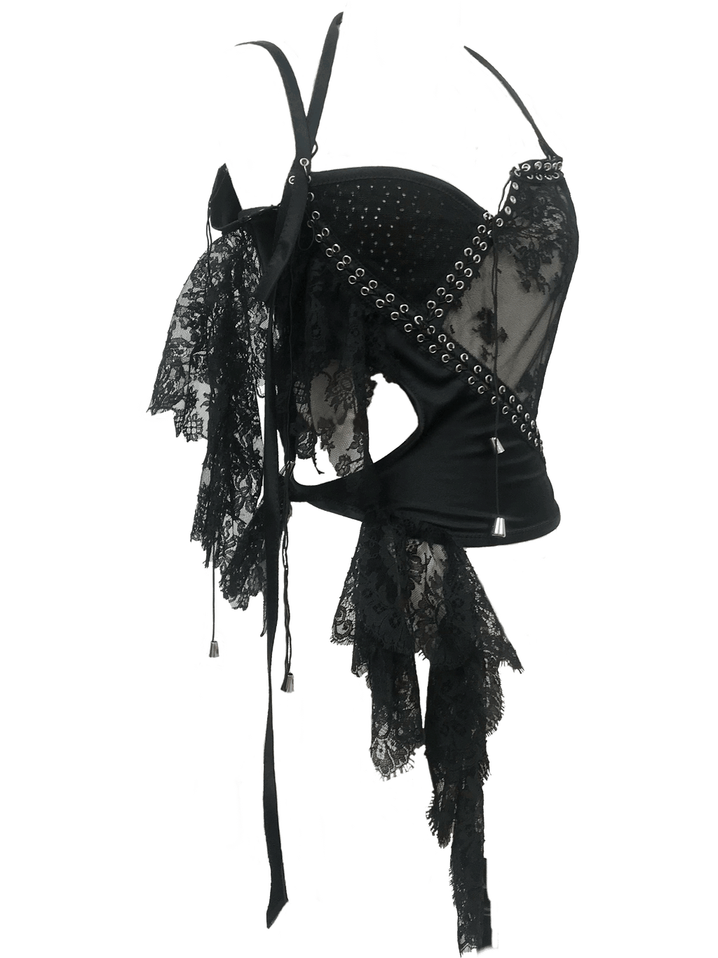 paseillo top in black silk and lace