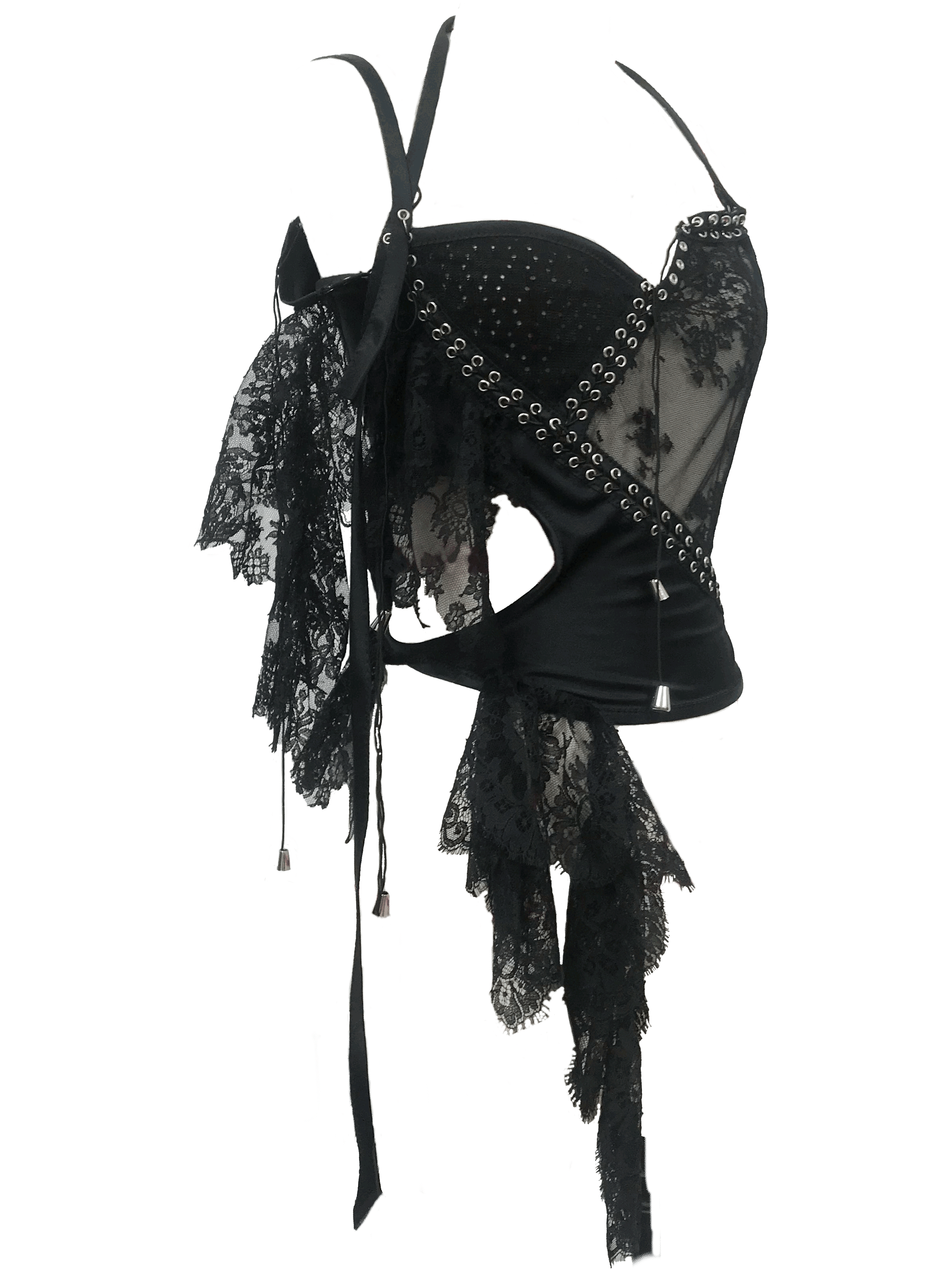 paseillo top in black silk and lace