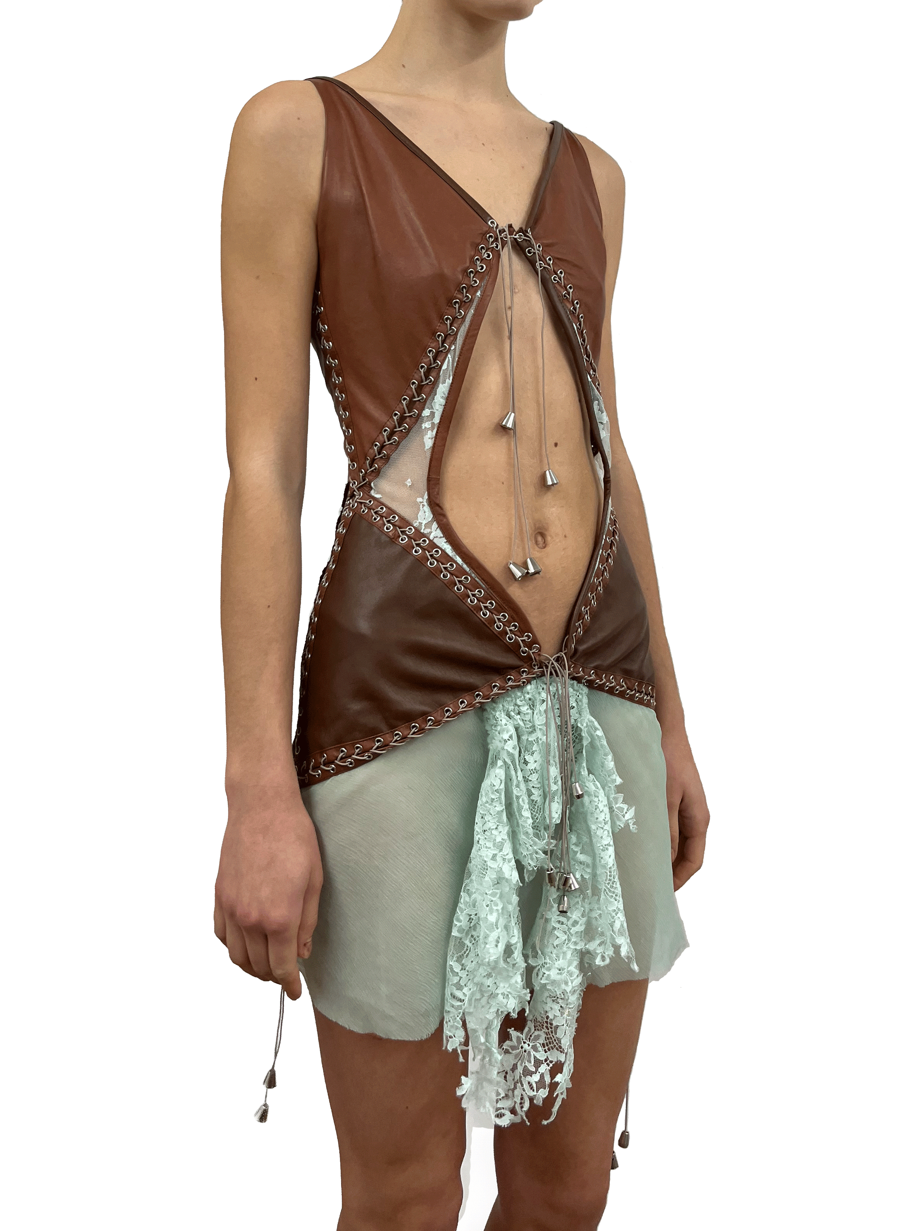paseillo coctel dress mint and chestnut